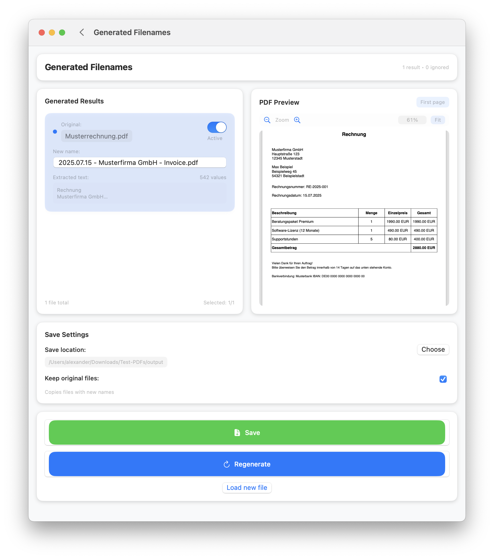PDF AI Renamer App Screenshot